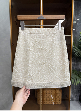 N货！自带美颜滤镜！含真丝刺绣钉珠A字半身短裙女     DK775~ME