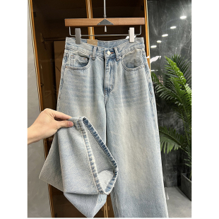 7K002 清仓不退 女 工厂品质 中高腰牛仔直筒裤