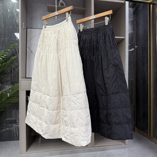 松紧腰白鸭绒羽绒服A字半身裙