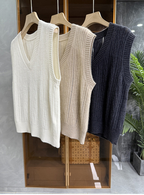 清仓不予退换！神器！羊绒V领针织背心马甲女D25250~ME