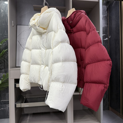 yuan单！御寒神器！宽松厚绒连帽鸭绒羽绒服外套女      H6868~ZY