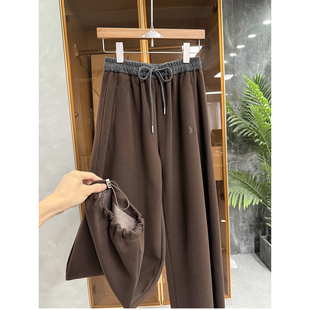秋冬款！时髦不费力！撞色松紧腰休闲镰刀卫裤女 M025331~JS