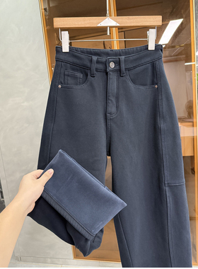 高个子收！实力大厂品质！高腰厚绒牛仔镰刀裤女   R5387~ME