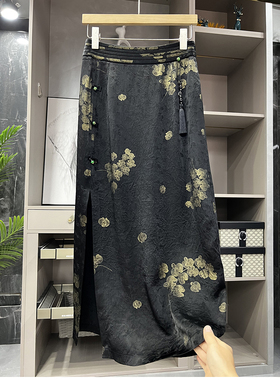 清仓不予退换！N@3褶皱醋酸流苏吊坠开叉半身裙女C91270