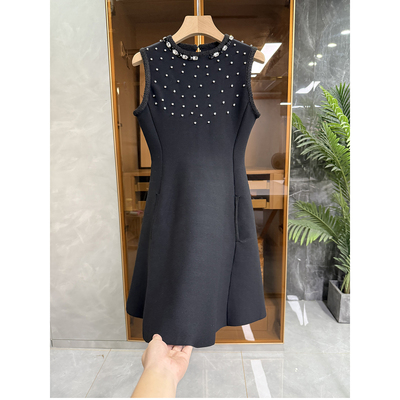 加厚双支针织订钻圆领背心连衣裙