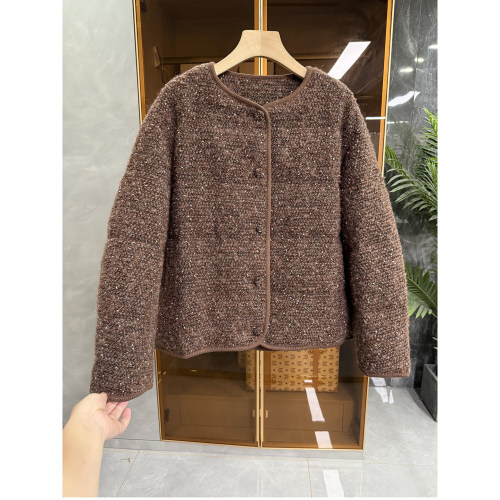 宽松绵羊毛鹅绒羽绒服圆领外套