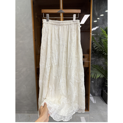 美翻！重工刺绣松紧腰大摆半身裙