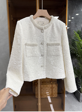 清仓不予退换！范！绵羊毛毛巾绣钉珠圆领短外套女252163~JS