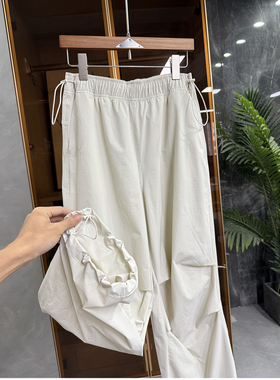 N货！藏肉显瘦！微弹薄款松紧腰休闲工装直筒裤女    25087DQ~JS