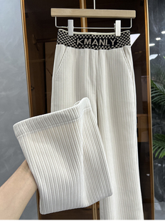 清仓不予退换~秋冬款加绒裤子~松紧腰灯芯绒直筒休闲裤女96763