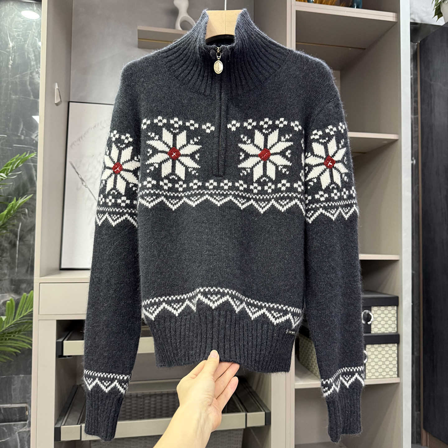 yuan单！宽松费尔岛澳洲羊毛羊绒半拉链翻领针织毛衣女 252237~ZY,女装/女士精品,毛针织衫,淘宝优惠券,粉丝福利购,淘宝优惠卷