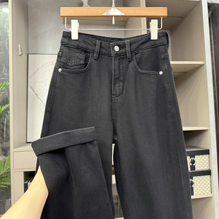 女96525 薄绒中高腰牛仔老爹裤 P牌料 清仓不予退换