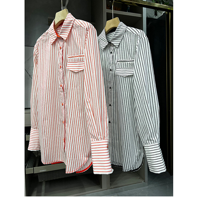 大N货！宽松真丝麻条纹衬衫上衣