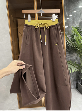 Q货！时髦品质并存！宽松撞色松紧腰休闲镰刀卫裤女  M025317~JS