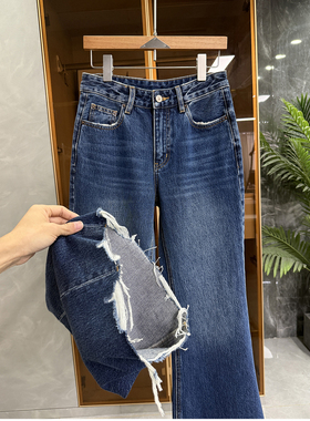  Q货！美到不敢照镜子！修身提臀毛须牛仔喇叭裤女  M456985~JS