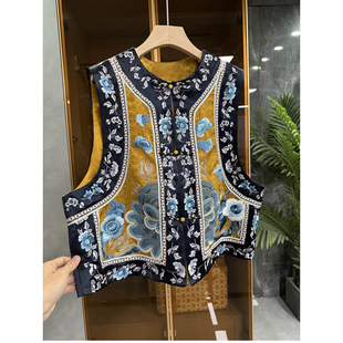 AE0456 口碑尖货 重工刺绣提花缎面圆领马甲女 新中式 G上5K