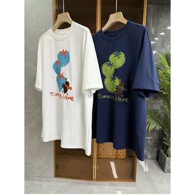 N货！宽松印花圆领短袖棉T恤