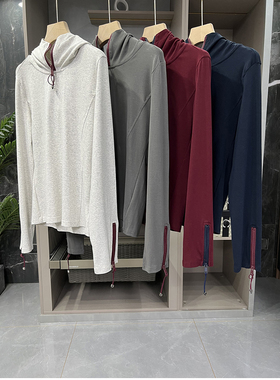 清仓不退#B！通勤百搭！显瘦连帽长袖棉T恤上衣女    M01859