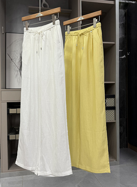 清仓不予退换！显瘦！亚麻松紧腰休闲直筒阔腿裤女  M02133~ZY