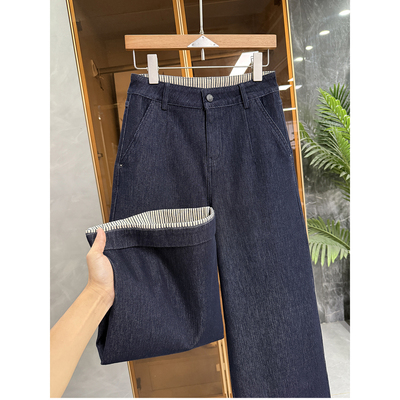 大厂品质！微弹中高腰牛仔阔腿裤