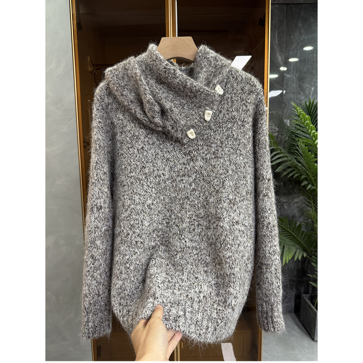 N货宽松花纱羊毛围巾针织衫毛衣