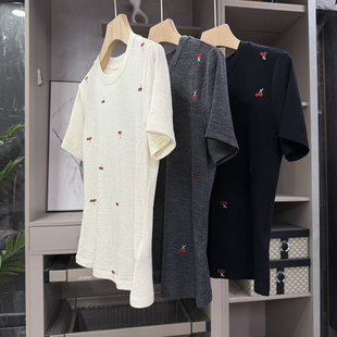 26801 T恤女 轻盈透气羊毛刺绣小樱桃圆领短袖 wu敌wu敌好穿