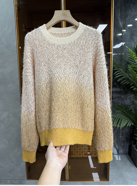 N货！自带氛围感！宽松金丝渐变圆领长袖针织毛衣女   25403~ME