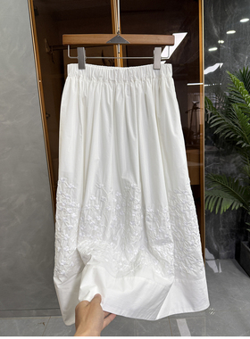 N货！怎么穿都好看！重工刺绣棉松紧腰大摆半身裙女  MZ15497~JS