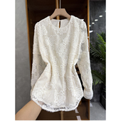 SY70098 JU爱 套衫 上衣女 怎么穿都好看 蕾丝羊毛棉圆领长袖