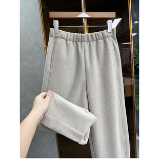 小个子收！温暖厚绒绵羊毛松紧腰休闲镰刀九分裤女   M02387~ME
