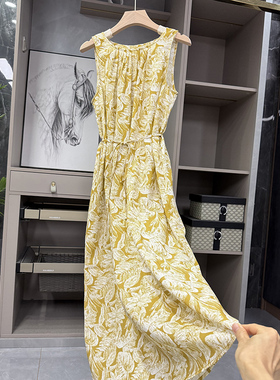 清仓不予退换！款！天丝苎麻圆领无袖背心连衣裙    W1336~ZY