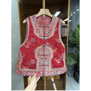 Y779 G上5K 两面穿真丝提花圆领马甲女 新中式 柜款