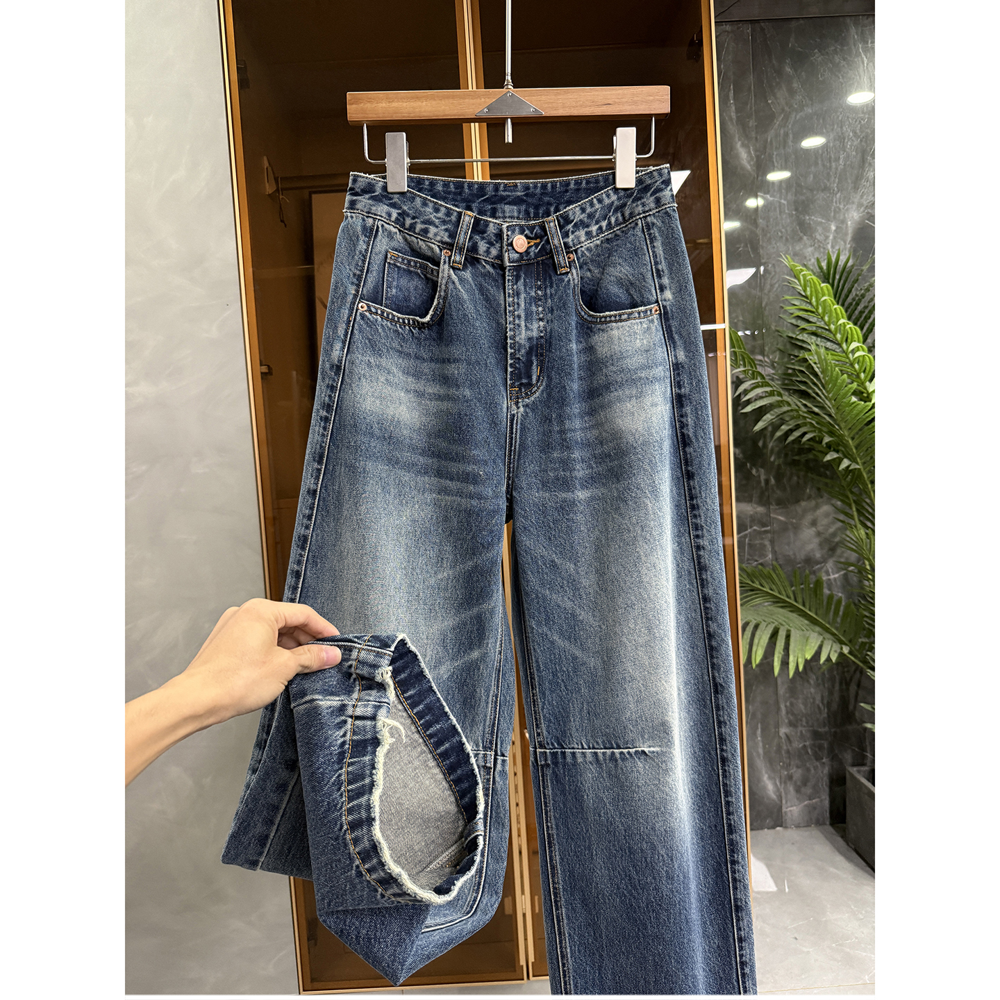 大工厂出！高腰牛仔镰刀裤