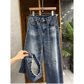 清仓不予退换 女M048003 大工厂出 高腰牛仔镰刀裤