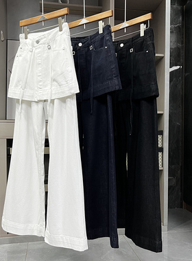 高个子收！面料！两件套中高腰牛仔喇叭裤女   D96000~ZY