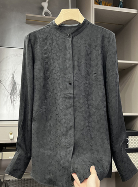 清仓不退#B尽显高ji感！铜氨丝提花圆领衬衫上衣女  794D300