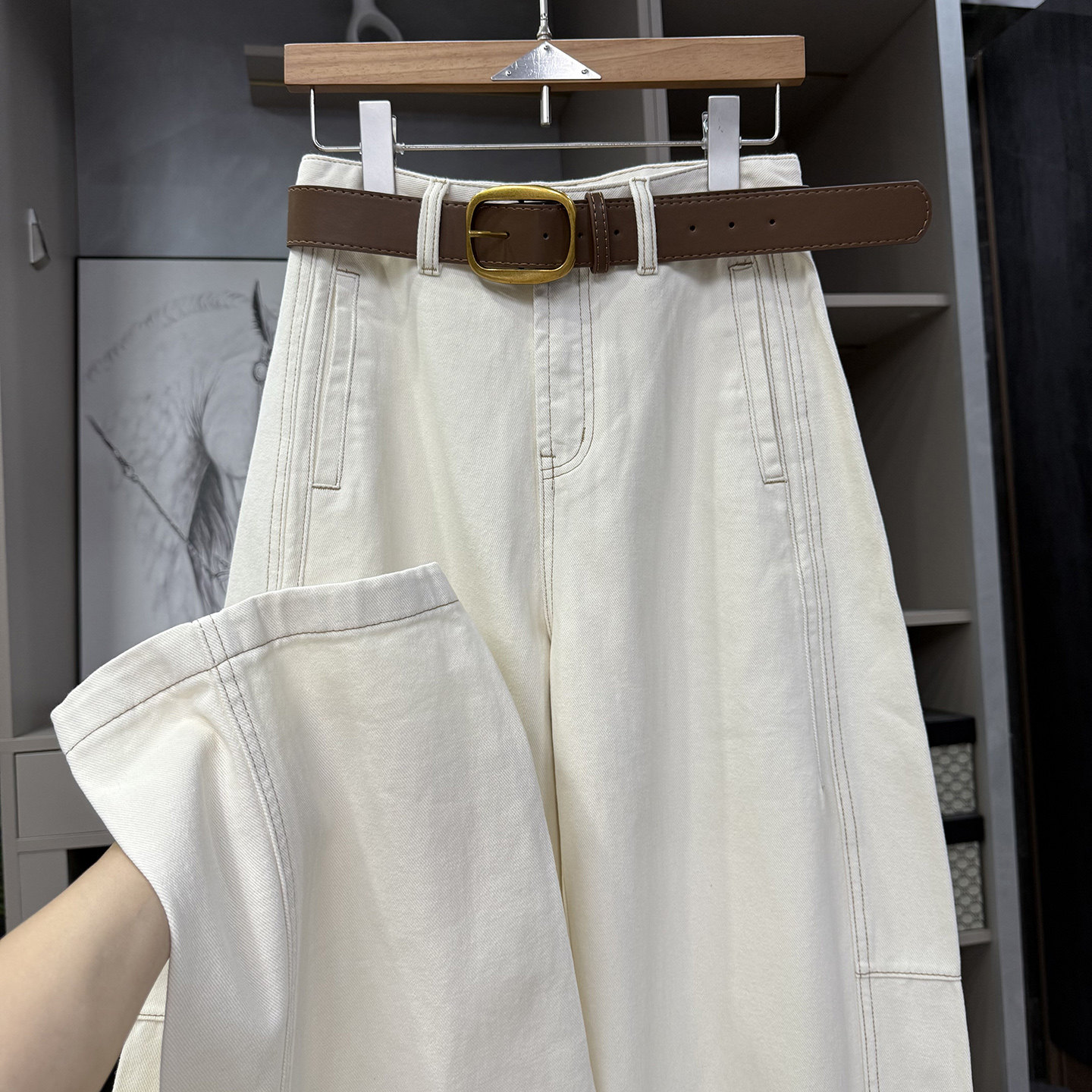 炸街单品！中高腰牛仔镰刀裤