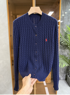 咆哮推荐！yuan单！羊绒麻花圆领针织开衫女     TD3003~JS