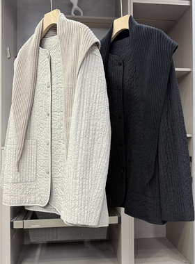 尖货！慵懒时髦范10足！宽松三角巾夹棉圆领外套女  WT250730~ZY