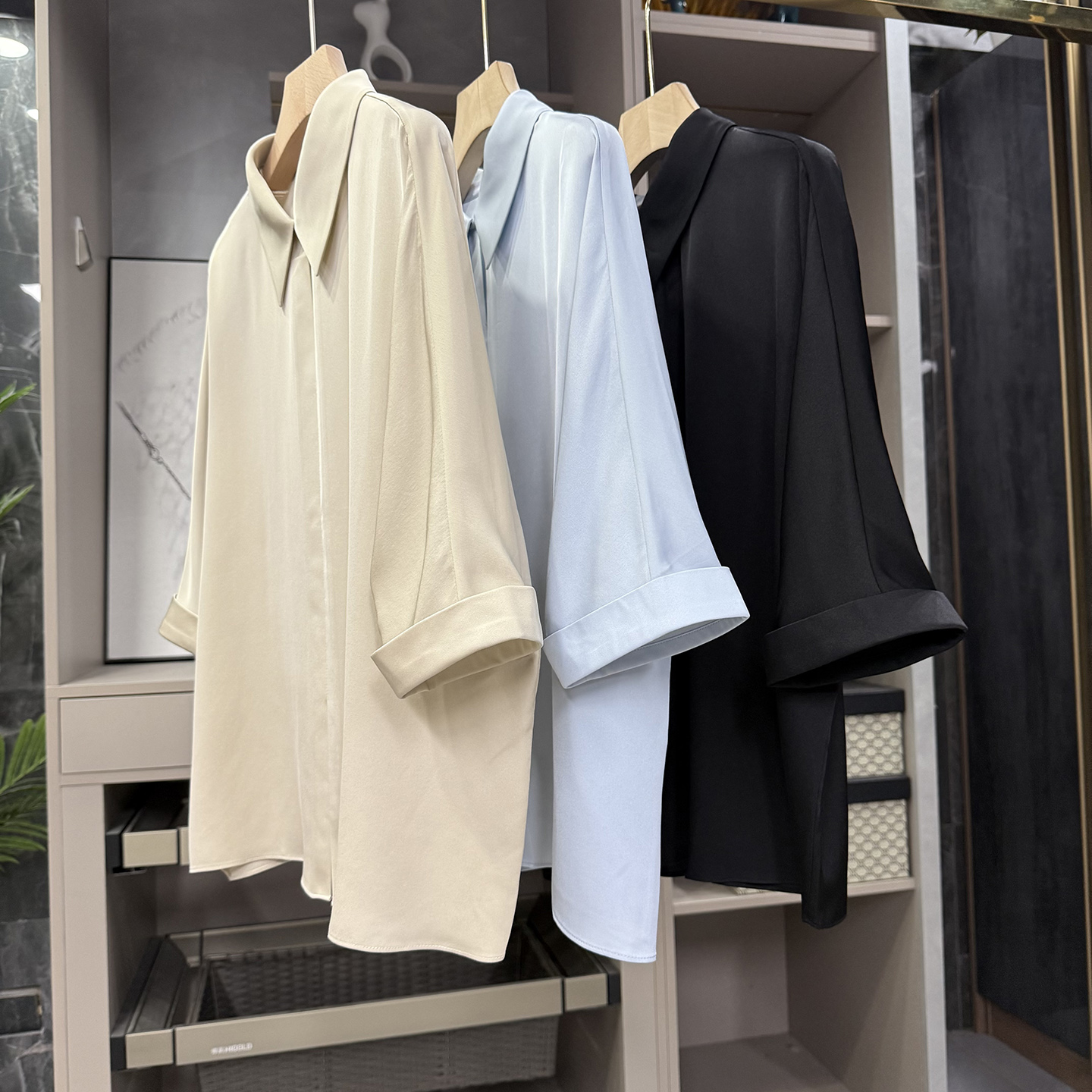 尖货！宽松重磅真丝中袖衬衫上衣