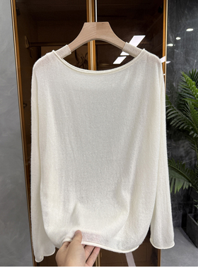 大N货！轻盈柔软！羊毛一字领长袖针织衫毛衣女    YRS00~JS