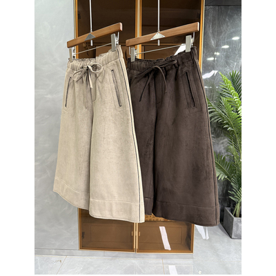 N货！麂皮绒松紧腰休闲阔腿中裤