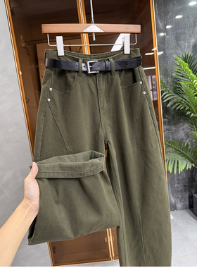 N货！复古又时髦！薄绒中高腰牛仔镰刀裤女    M778111~JS