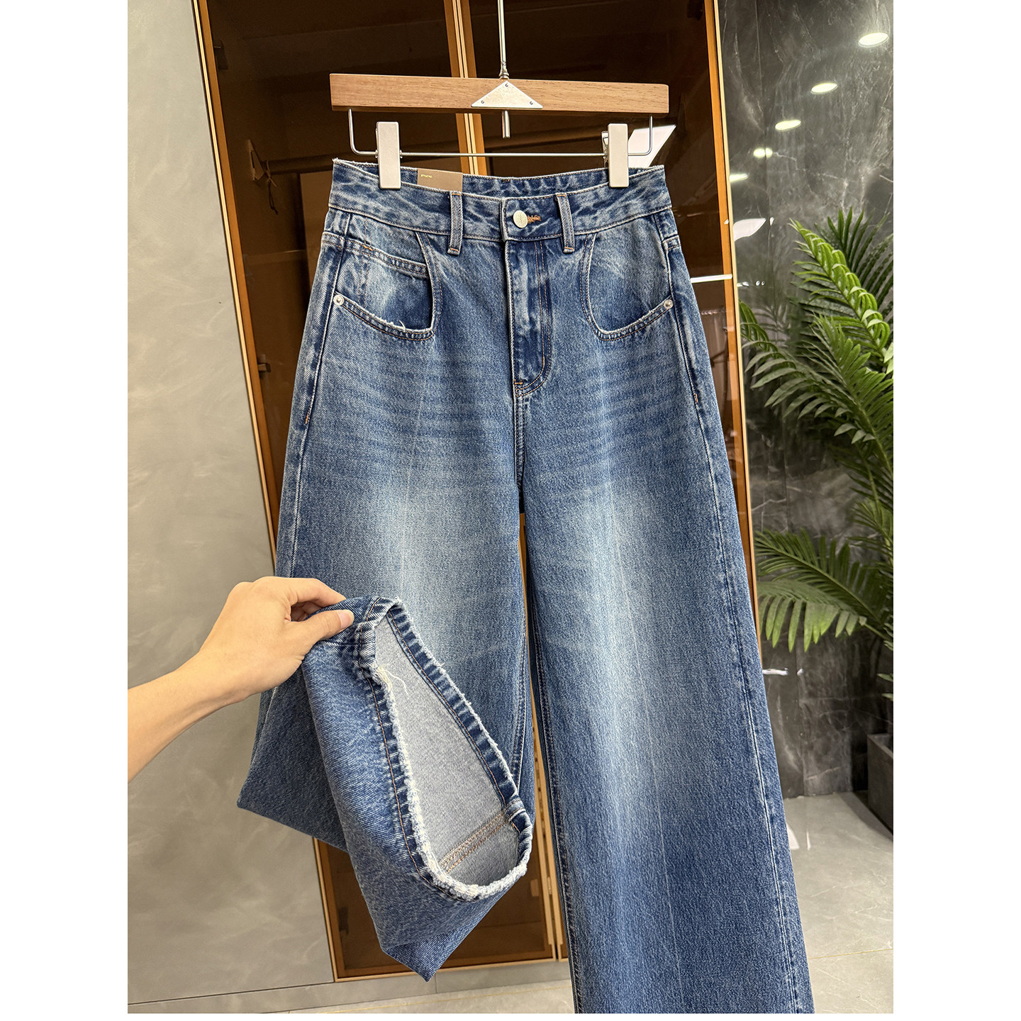 高个子冲吧！氛围感chao赞！中高腰牛仔阔腿裤女   2K128~JS,女装/女士精品,牛仔裤,淘宝优惠券,粉丝福利购,淘宝优惠卷