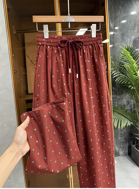 清仓不予退换！搭！波点新疆棉松紧腰休闲直筒裤女B23225~JS