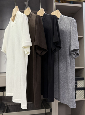 怒吼推荐！百搭又显瘦！软糯羊毛圆领短袖T恤女  96300~ZY