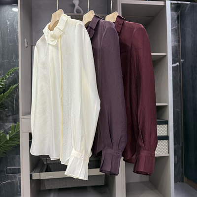 N货！薄款荷叶领长袖衬衫上衣