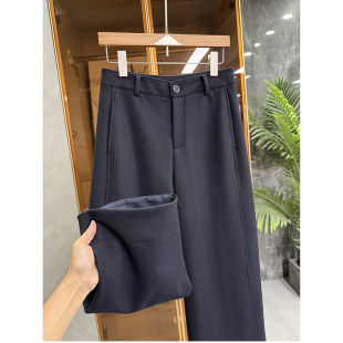 实力大厂出！羊毛呢面中高腰休闲直筒九分裤女    K85698~JS