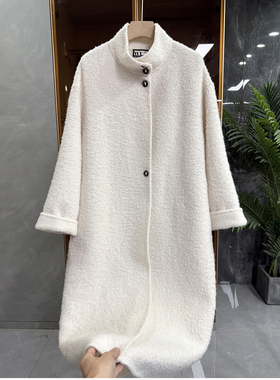 yuan单！G上8K+！中长款圈圈绒绵羊毛立领大衣外套女   M50071~JS
