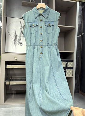 清仓不予退换！bao表！港风牛仔无袖衬衫式连衣裙    M02164~ZY